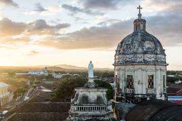 Sunset view at the Iglesia la Merced, Granada, Nicaragua