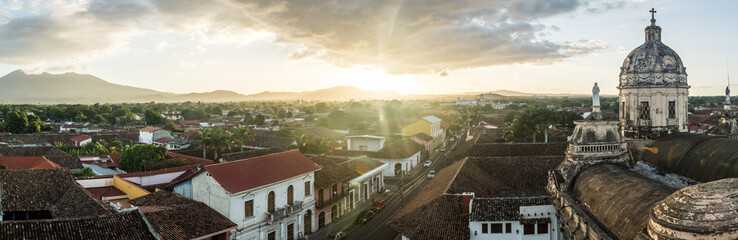 Sunset panorama at the Iglesia la Merced, Granada, Nicaragua