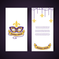 Mardi Gras decorative banners with carnival mask, traditional symbol and beads, vector illustration © paw