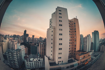 Obraz premium Urban Sunset City Buildings