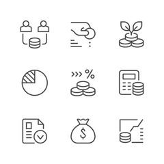 Set line icons of investment
