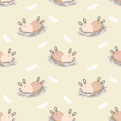 Seamless pattern egg in nest