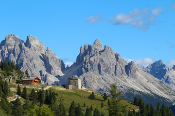 Fototapeta na wymiar The rocky peaks of the Dolomites mountains, Italy