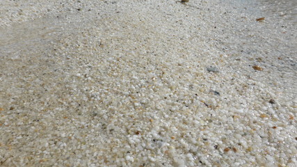 Wet a beach of small pebbles