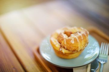 sweet bakery breakfast with morning lighting
