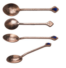 small tea copper spoon isolated set