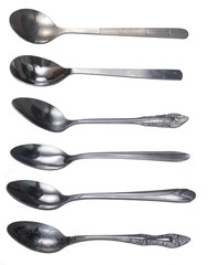 small tea stainless spoon isolated set