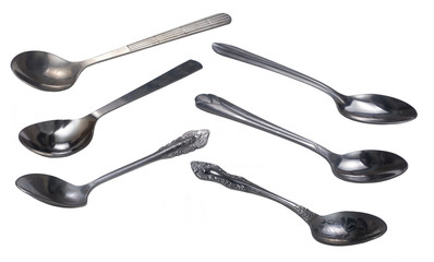 small tea stainless spoon isolated set