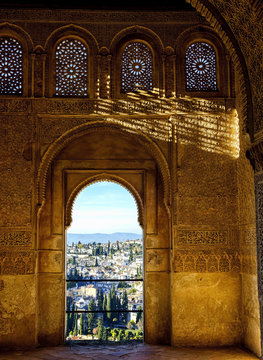 Generalife Palace in the Alhambra monument, with a view of the Albayc&iacute;n district.