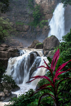 Waterfall in a Ciletuh-Palabuhanratu geopark, West Java, Indonesia