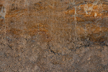 the soil with different layers close up