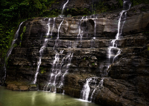 Waterfall in a Ciletuh-Palabuhanratu geopark, West Java, Indonesia
