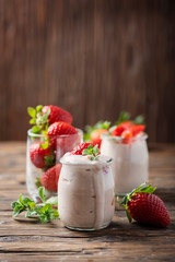 Healthy yougurt with stawberry