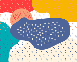Art design fashion style Memphis. Geometric line shape pattern. Vector overlay colorful spotted pattern geometric shapes, Projects for print, wedding, anniversary, birthday, party, invitations,