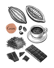 Cocoa and chocolate set.