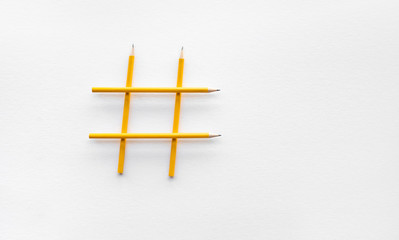 Social media and creativity concepts with Hashtag sign made of pencil.digital marketing images