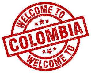 welcome to Colombia red stamp