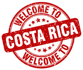 welcome to Costa Rica red round vintage stamp