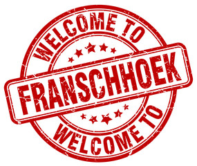 welcome to Franschhoek red round vintage stamp