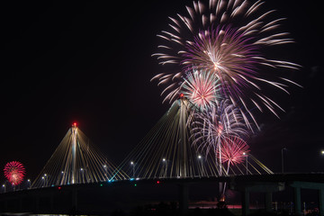 Fireworks over the Clark bridge