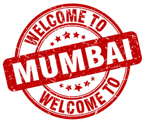 welcome to Mumbai red round vintage stamp