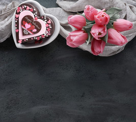 Valentines heart cake with text 