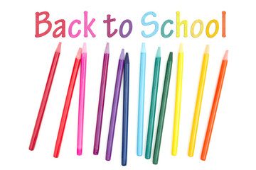Back to School message with colored watercolor pencils