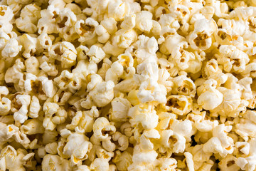 Texture of roasted popcorn. food. cinema.