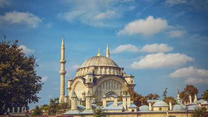 Fototapeta na wymiar Nuruosmaniye Mosque beside the Grand Bazaar in historical center of Istanbul