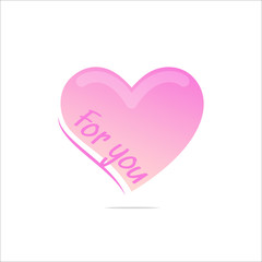 Vector illustration of pink heart for Valentine's Day.