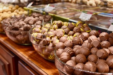 Shop selling selection of Belgian chocolates