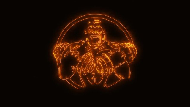 Orange Gorilla Gym Fitness Animated Logo with Reveal Effect