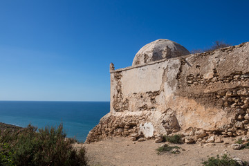 Ruin of a mosque and Atlantic ocean, Morocco