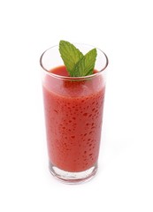 fresh tomato juice - glass with fresh tomato juice isolated on white