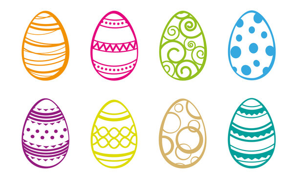 Happy Easter. Multicolored easter eggs. Easter patterns.