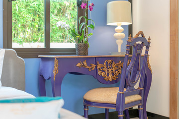 Luxury interior design , beautiful chair in the bedroom in the house or home building 