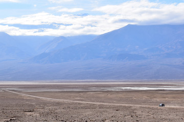 Vehicle driving alone in the Death Valley