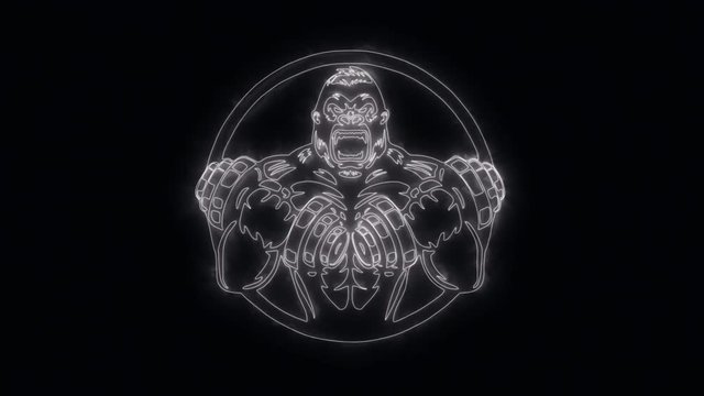 White Gorilla Gym Fitness Animated Logo Loop Graphic Element