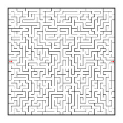 Difficult large square maze. Game for kids and adults. Puzzle for children. Labyrinth conundrum. Flat vector illustration isolated on white background.
