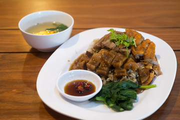 Stewed pork leg on rice