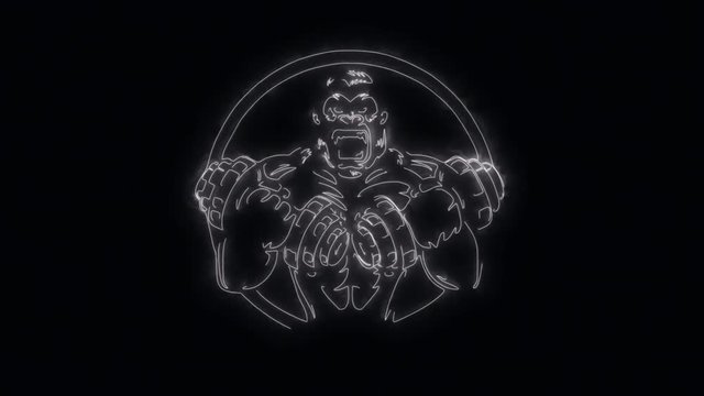 White Gorilla Gym Fitness Animated Logo with Reveal Effect