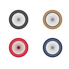 vector illustration of a motorcycle wheel with four color variations