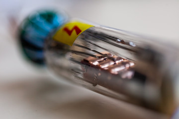 Stack of the dynodes in the photo multipliers tube.  Close up.