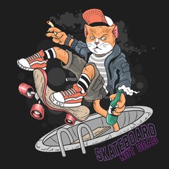 Cat Skateboard Vector eps detail vector