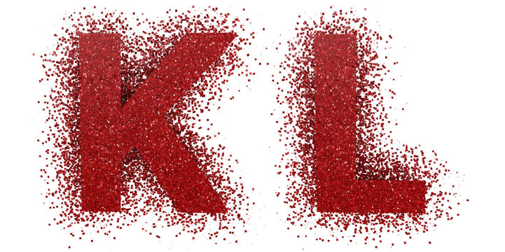 Glitter Alphabet Font Bold Letters Red 3d Render Path Save Letters K L Stock Illustration Adobe Stock
