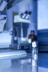 Biology lab research conceptual with microscope