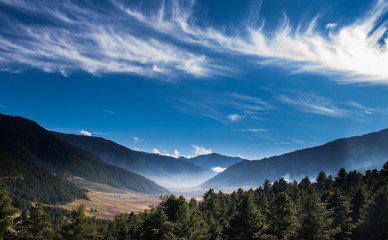 Fototapeta na wymiar Phobjikha valley of Bhutan 