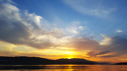 Sunset on the beach, Sunset on sea.