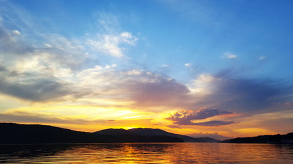 Sunset on the beach, Sunset on sea.