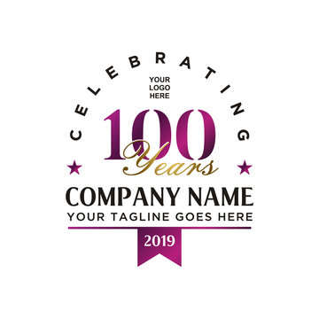 Golden Luxury Celebrating Anniversary 100th years company label logo design